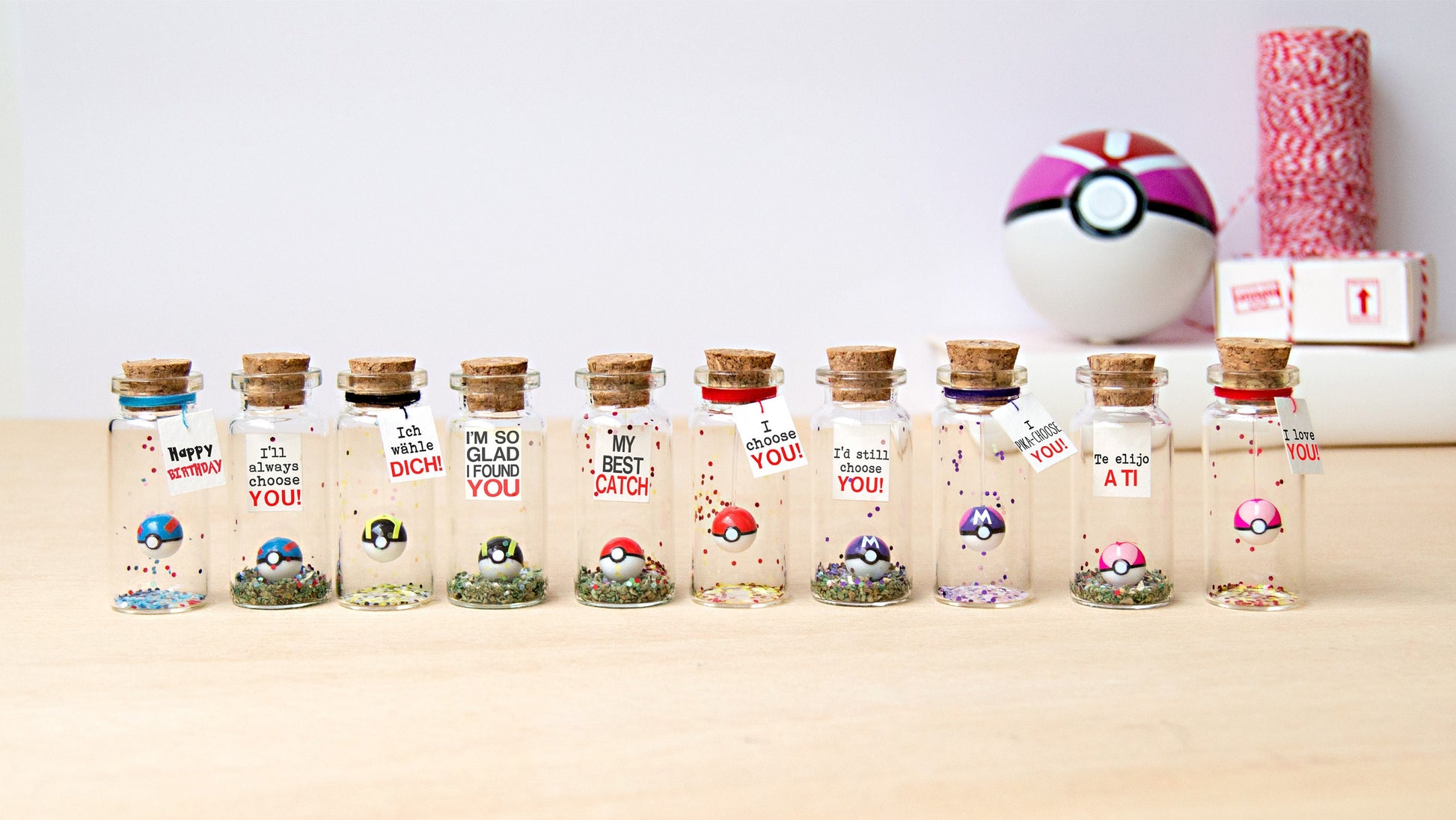 I Choose You Gift: Miniature Bottle with Handmade Poke Ball
