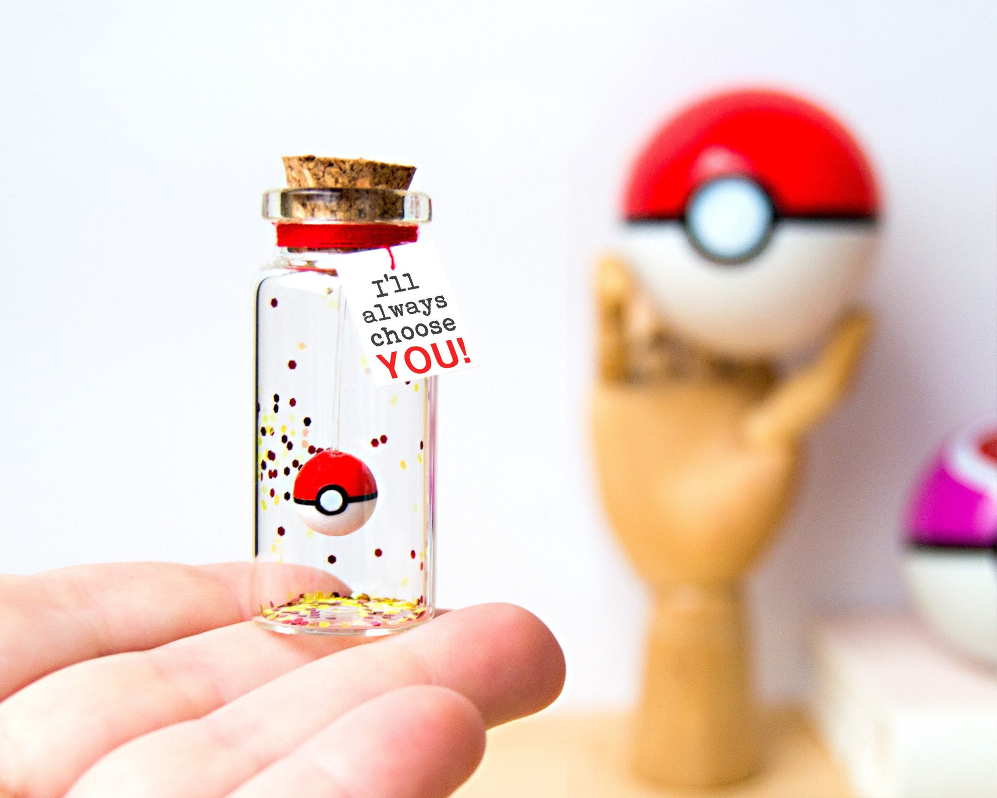 I Choose You Gift: Miniature Bottle with Handmade Poke Ball