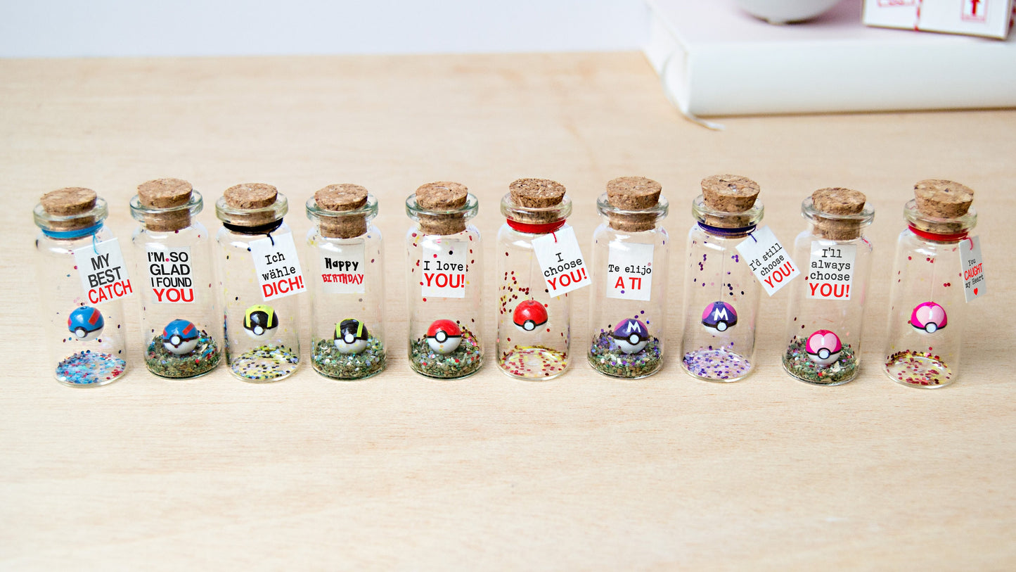 Master Ball Message Bottle: Personalized Anniversary Gift for Him