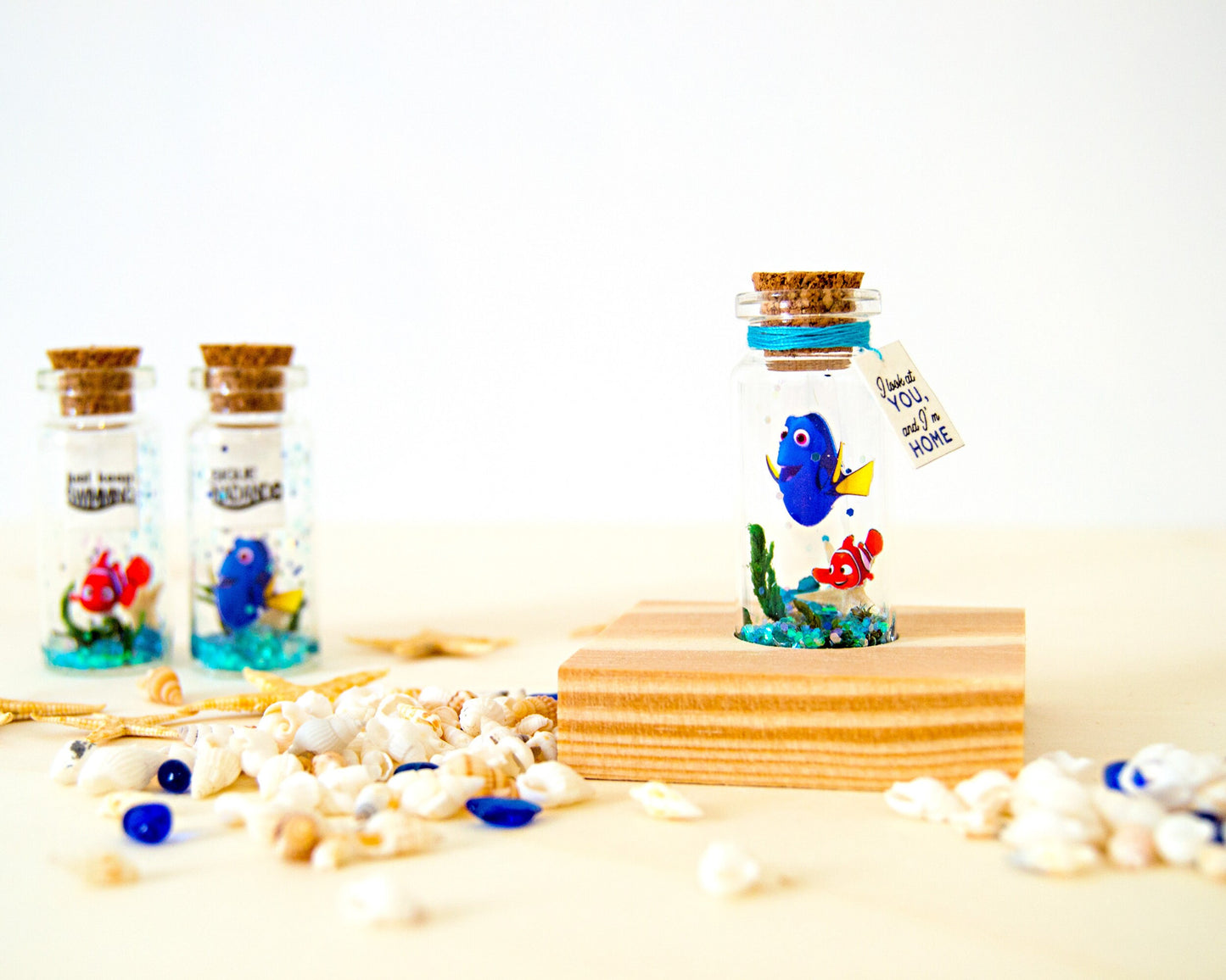Dori and Nemo Message Bottle, Personalized Keepsake Gift with photo, Marine bottle, Sea, Nautical