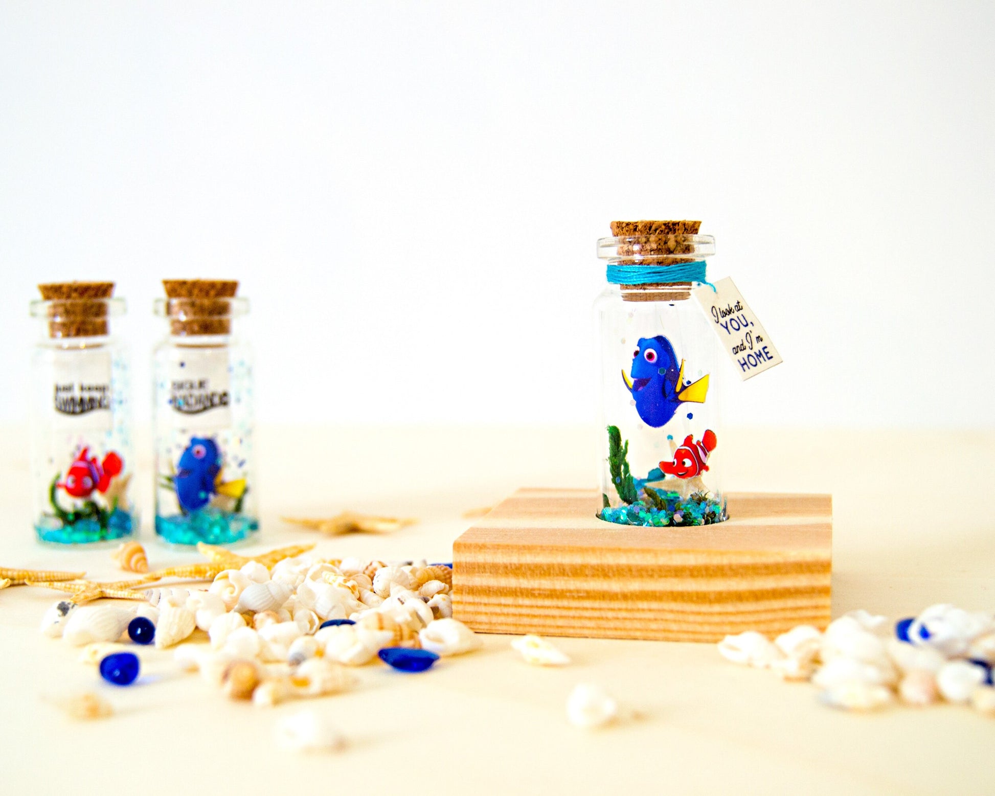 Dori and Nemo Message Bottle, Personalized Keepsake Gift with photo, Marine bottle, Sea, Nautical