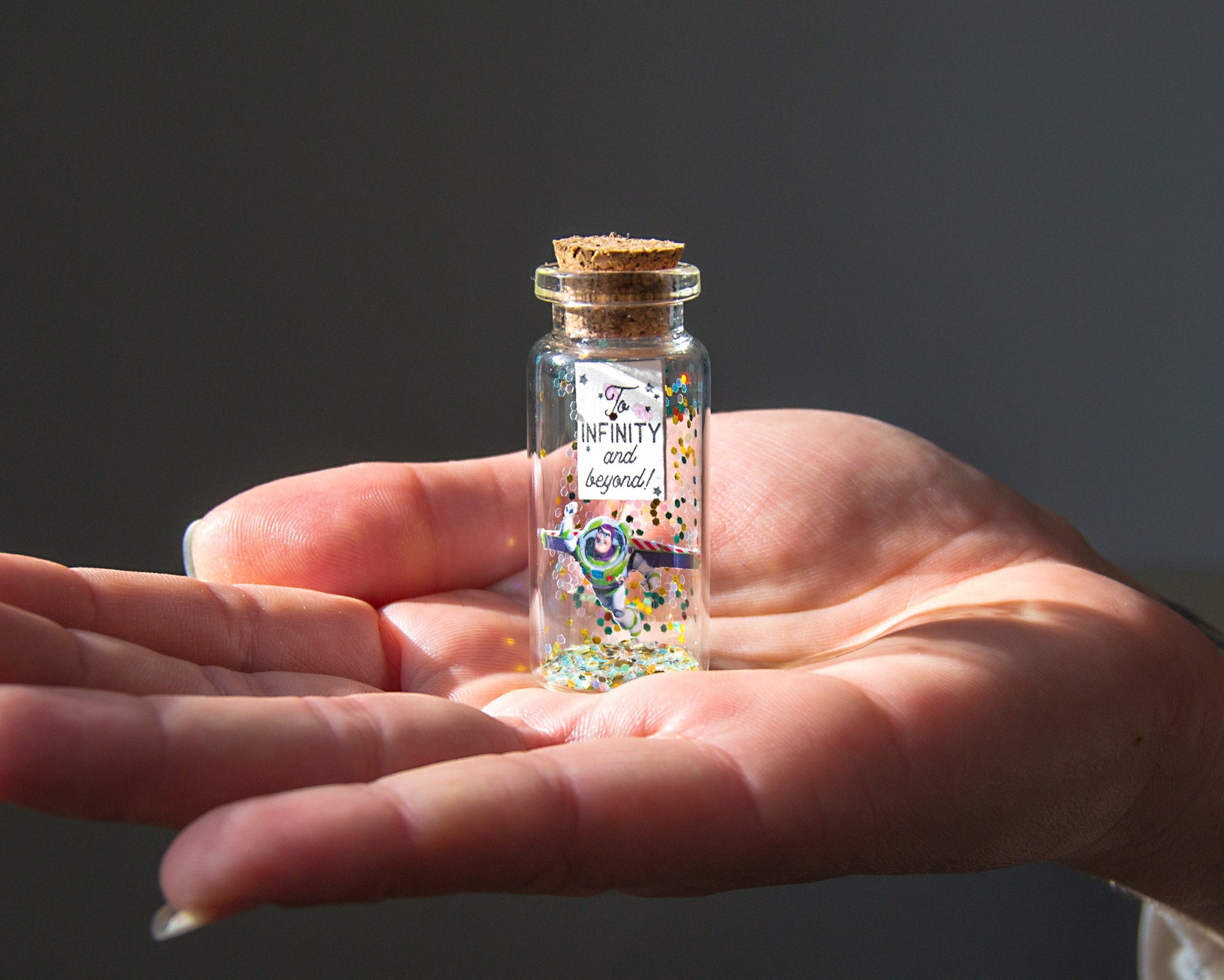 Message in a Bottle Gift: "To Infinity and Beyond" Keepsake with photo, miniature