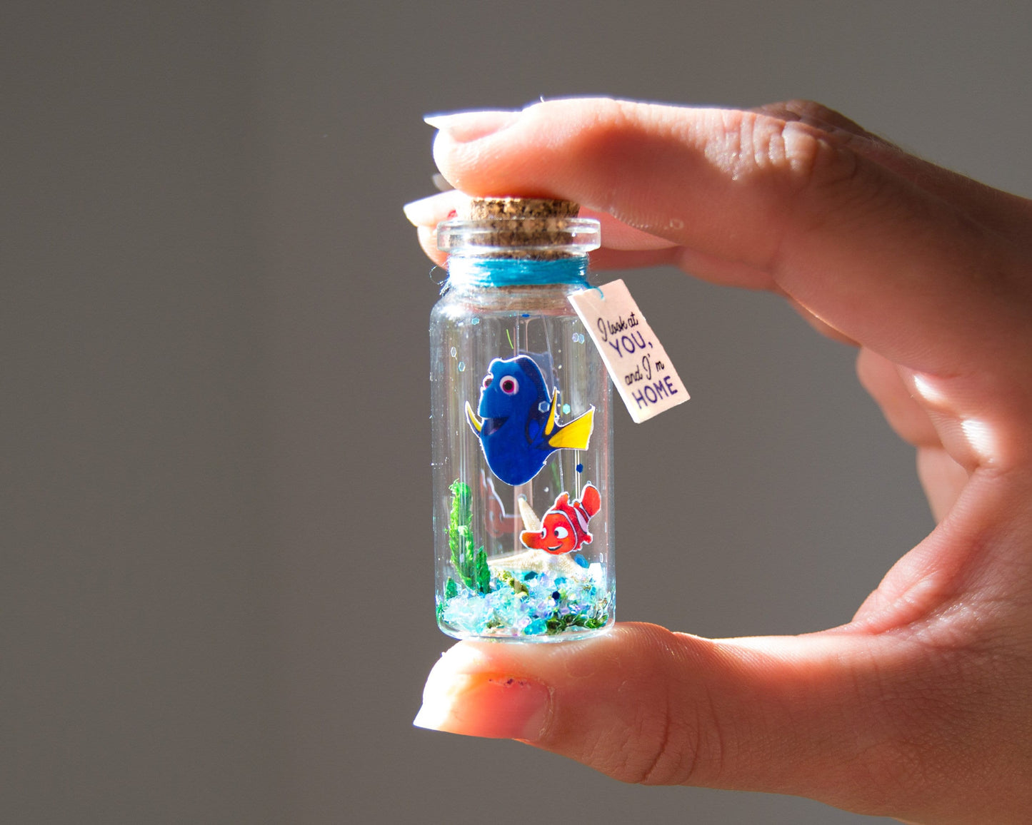 Dori and Nemo Message Bottle, Personalized Keepsake Gift with photo, Marine bottle, Sea, Nautical