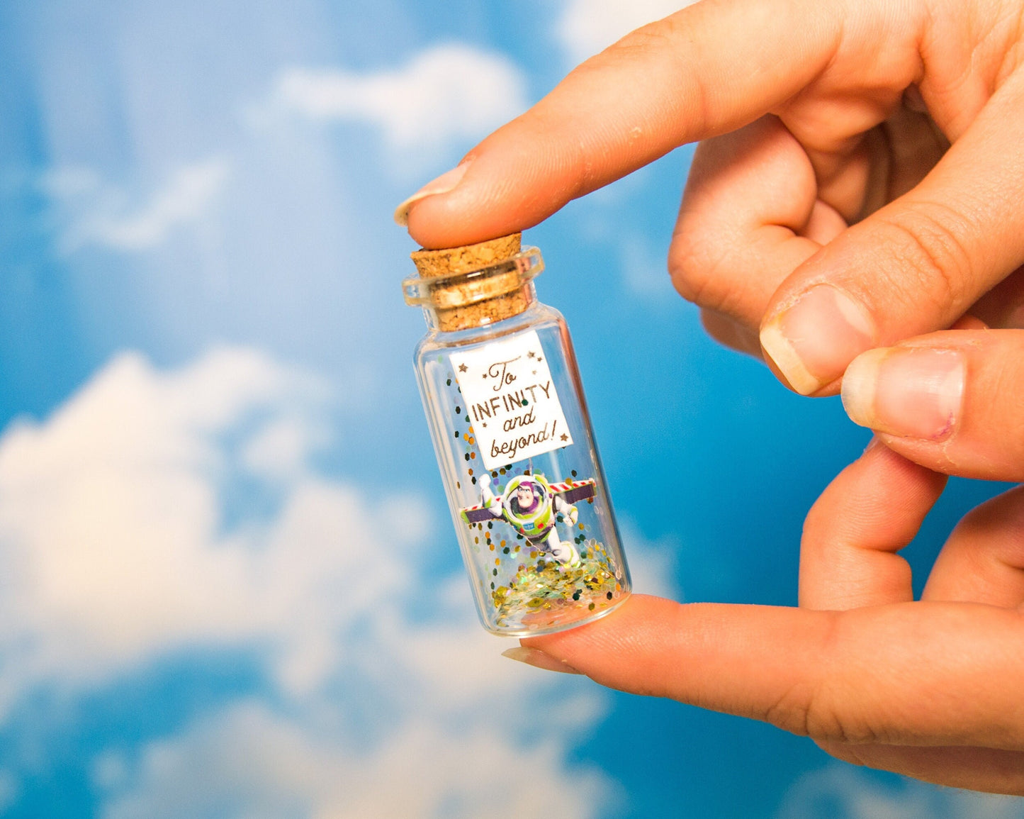 Message in a Bottle Gift: "To Infinity and Beyond" Keepsake with photo, miniature