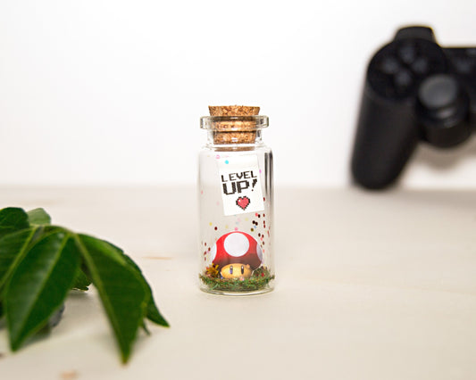 Personalized Gamer Gift: Mario Mushroom Anniversary Bottle