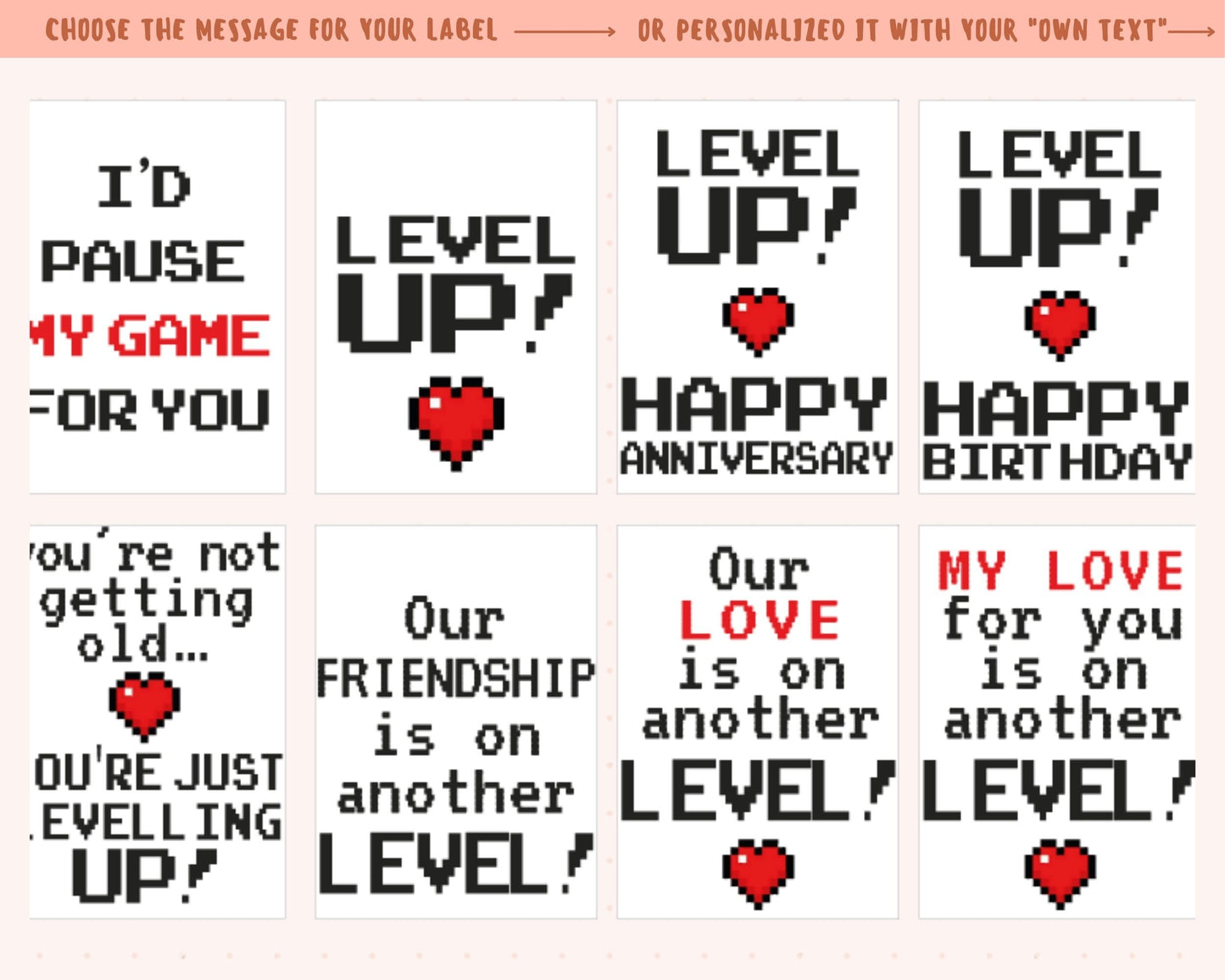 Personalized Gamer Gift: Pixel Heart Anniversary Bottle - I'd Pause My Game