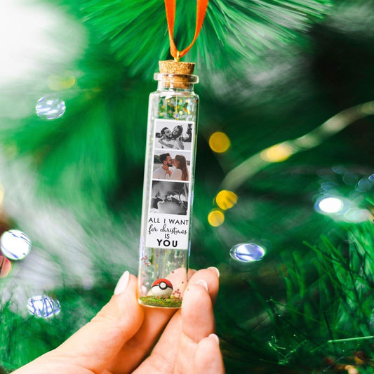 All I Want for Christmas Is You, Christmas Gift for Couple, Gamer Bottle Nerd, Anime Christmas Ornament, Xmas Gift for Boyfriend, husband.