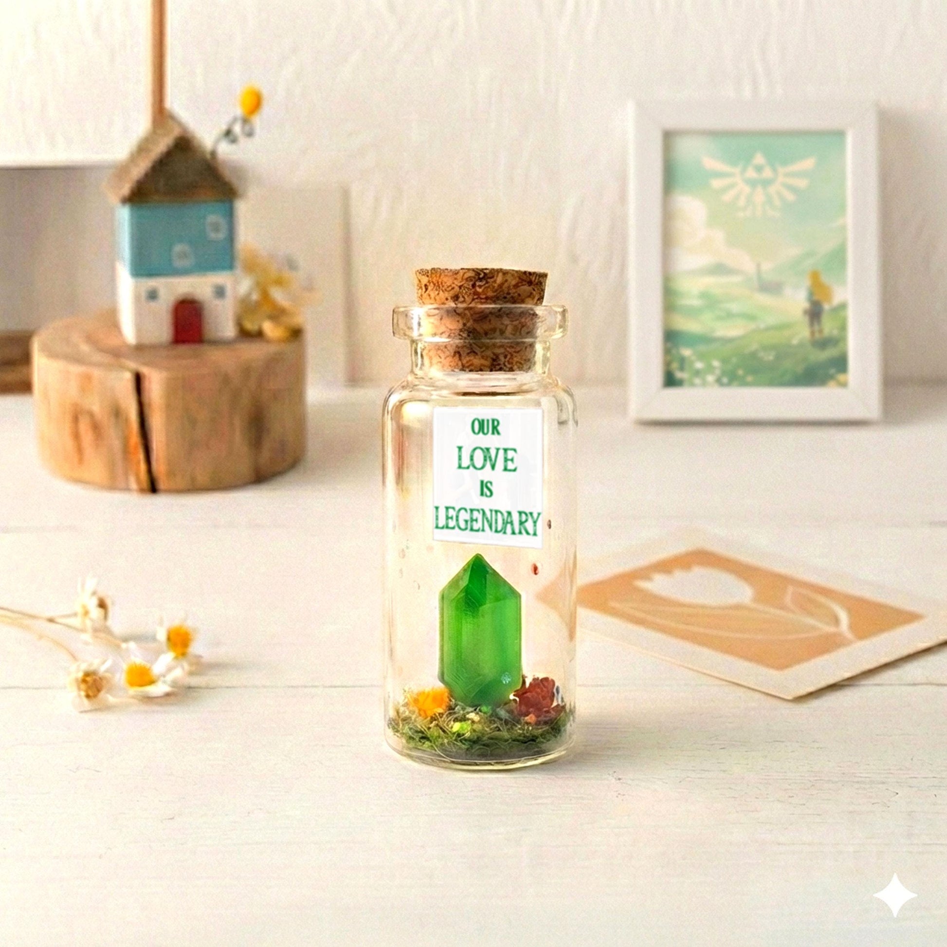 Valentine's Day Gift for Him, Legend of Zelda Bottle, Link, Master Sword, Rupee Zelda, Legendary love, Boyfriend, Gaming, Birthday present