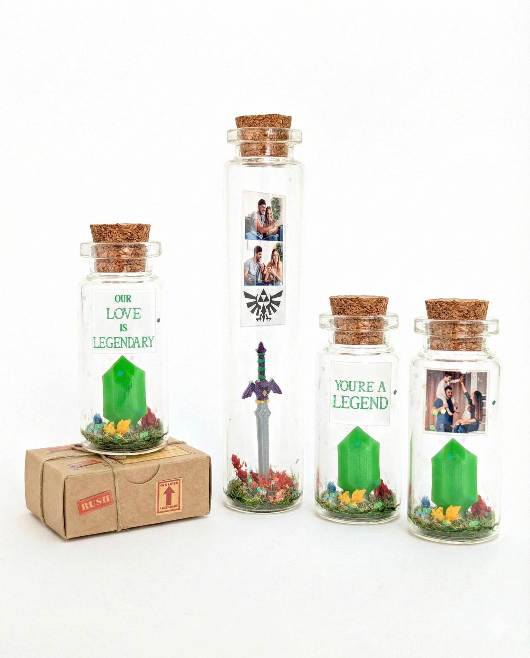 Valentine's Day Gift for Him, Legend of Zelda Bottle, Link, Master Sword, Rupee Zelda, Legendary love, Boyfriend, Gaming, Birthday present