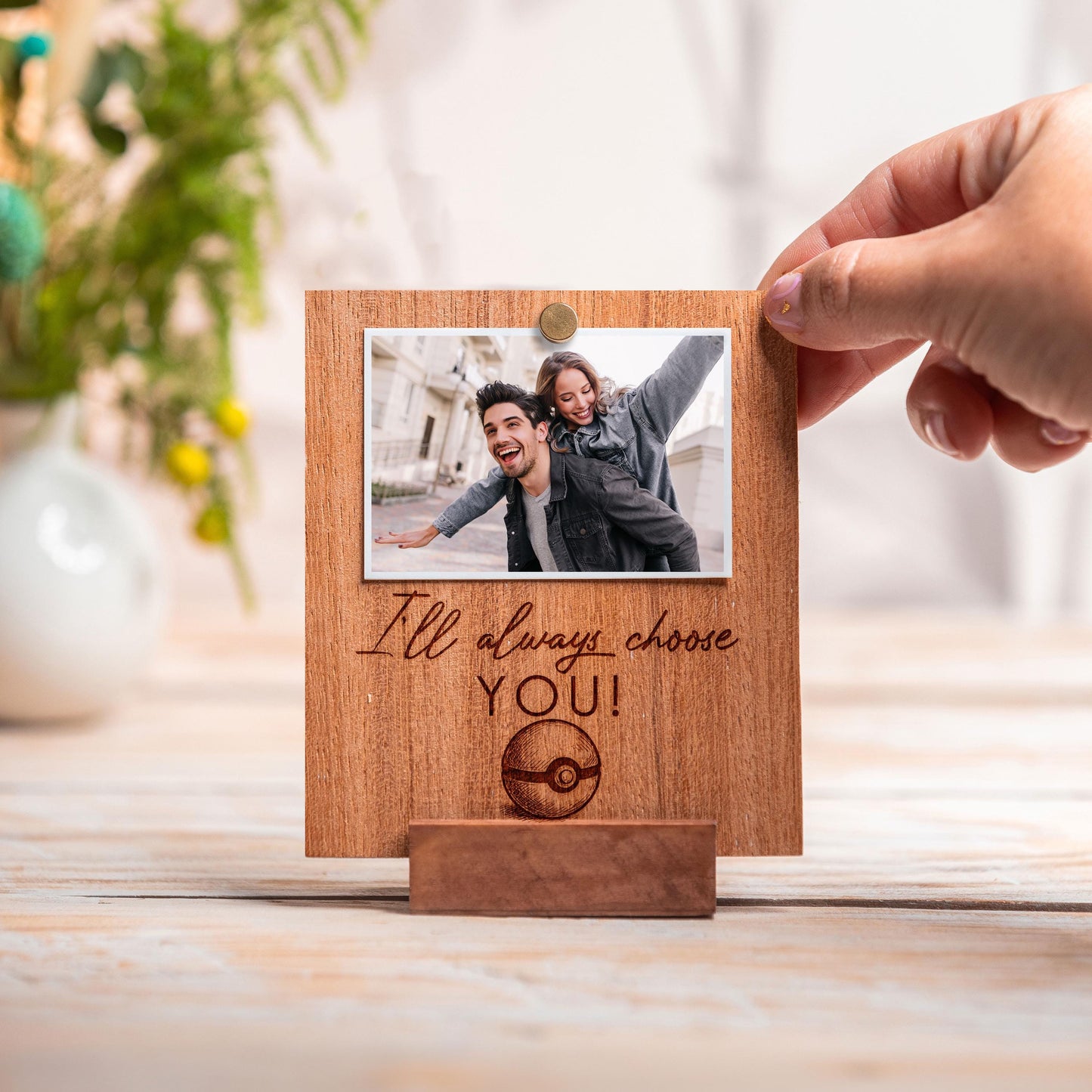 Valentines Day Gift For Boyfriend, Pokemon Wood Photo, Engraved Cards, Box, Frames for Special Moments, I choose you