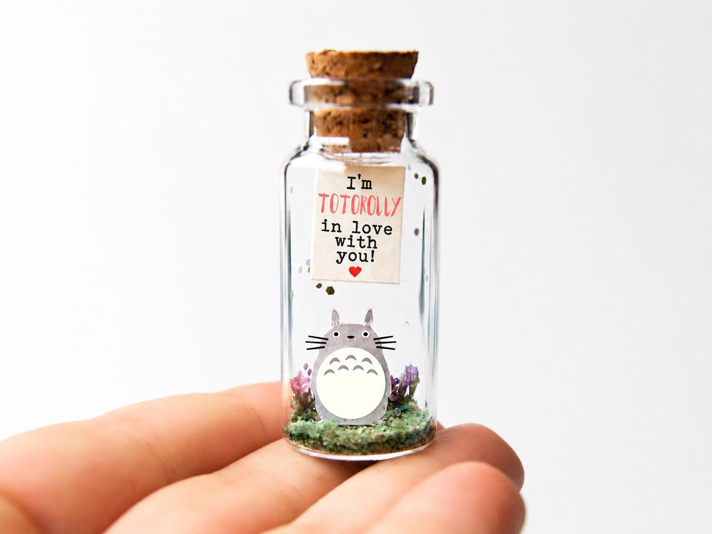 Totoro Gift Bottle, Personalized Message in a Bottle, Valentine's Day, Anniversary for Him, Her My Neighbor